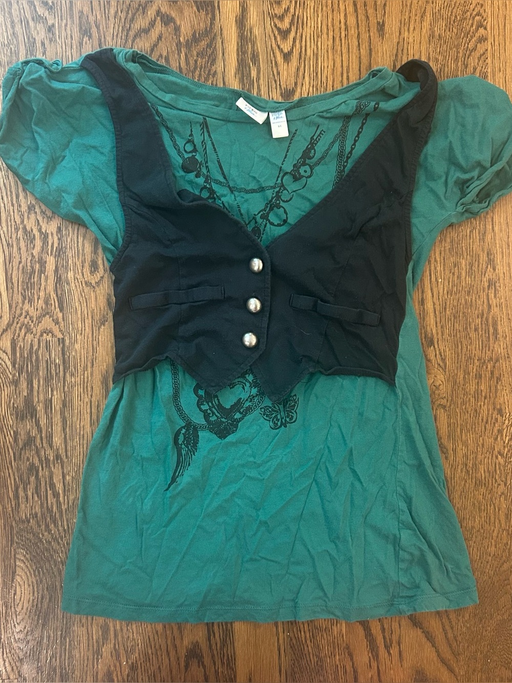 Vintage Piper & Blue Faux Vest Graphic Tee
